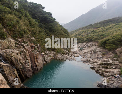 Ham Tin Wan waterfalls and rock pools Stock Photo