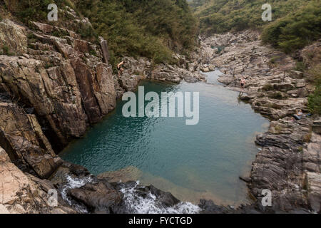 Ham Tin Wan waterfalls and rock pools Stock Photo