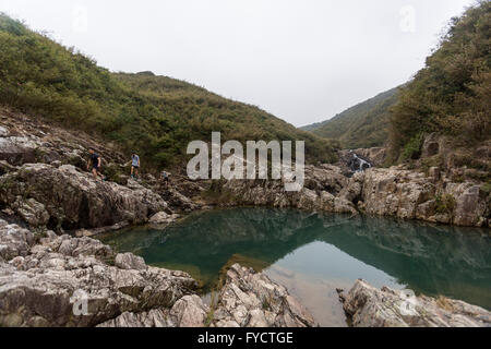 Ham Tin Wan waterfalls and rock pools Stock Photo