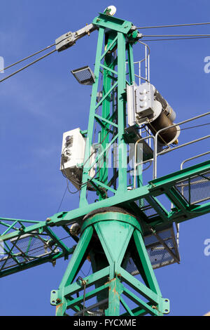 Industrial Crane, under construction building, machine Stock Photo