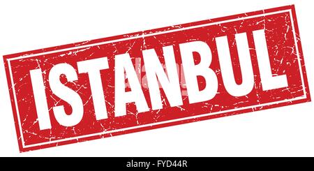 Istanbul red square grunge vintage isolated stamp Stock Vector