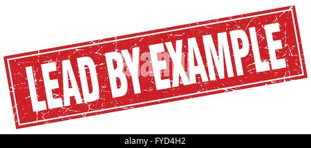 lead by example red square grunge stamp on white Stock Vector