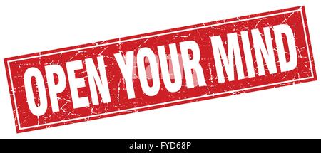 open your mind stamp. square grunge sign isolated on white background ...