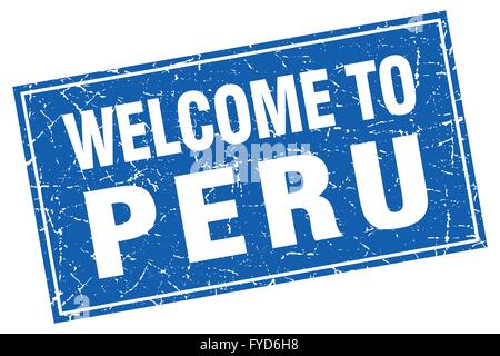 Peru blue square grunge welcome isolated stamp Stock Vector Image & Art ...