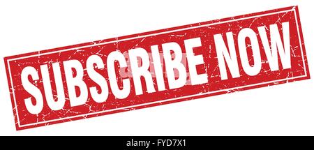 subscribe now red square grunge textured isolated stamp Stock Vector ...