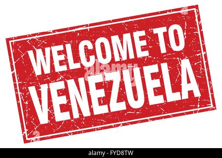 Venezuela red square grunge welcome to stamp Stock Vector