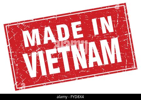 Vietnam red square grunge made in stamp Stock Vector