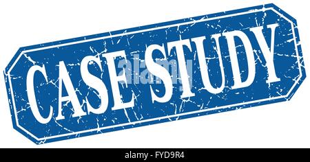case study blue square vintage grunge isolated sign Stock Vector