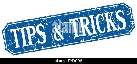 tips & tricks blue square vintage grunge isolated sign Stock Vector