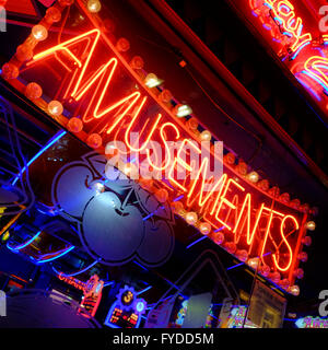 Neon Lights of an Amusement Arcade in Soho, London Stock Photo