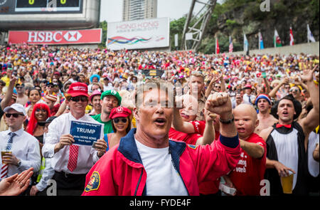 David Hasselhof Partying with Fans during 2016 HSBC / Cathay Pacific Hong Kong Sevens, Hong Kong Stadium. April 9th 2016. Stock Photo