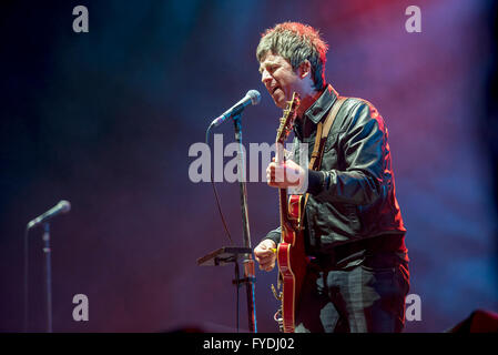 Noel Gallagher's High Flying Birds perform at The Liverpool Echo Arena, Liverpool 25/04/2016 on their UK tour Stock Photo