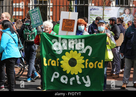 Manchester, UK. 26th April, 2016. The Green Party supporting the Junior Doctors in Manchester, UK, 26th April, 2016 Credit:  Barbara Cook/Alamy Live News