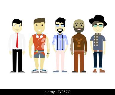 Types of Men, different characters, set collection, vector illustration Stock Vector