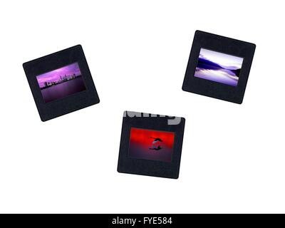 Photographic slides isolated against a white background Stock Photo