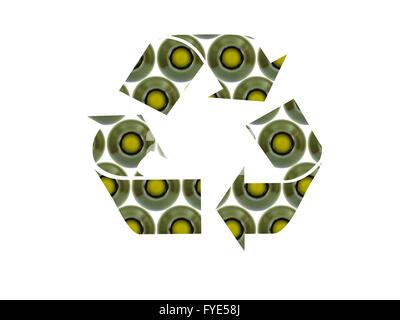 White wine bottles as a recycle symbol isolated against a white background Stock Photo
