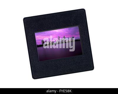 Photographic slides isolated against a white background