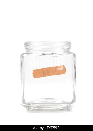 An empty jar with a blank labelisolated against a white background Stock Photo