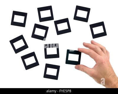 Photographic slides isolated against a white background