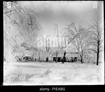 Victorian photograph of a Quaker Meeting-house in sleet-storm in Fallston, Maryland Stock Photo