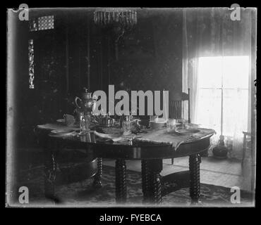 Victorian photograph of a dining room in a home in Fallston, Maryland. Stock Photo