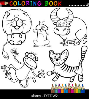 Animals for Coloring Book or Page Stock Photo