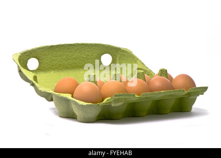 Green eggbox isolated on white background Stock Photo