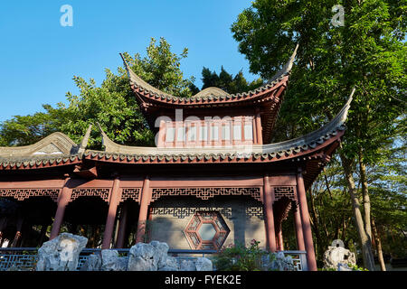 Ornate Reproduction Chinese Building In Kowloon Walled City Park, Hong Kong. Stock Photo