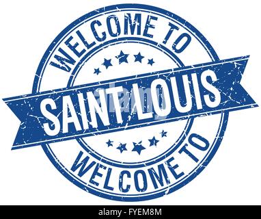 welcome to Saint Louis blue round ribbon stamp Stock Vector