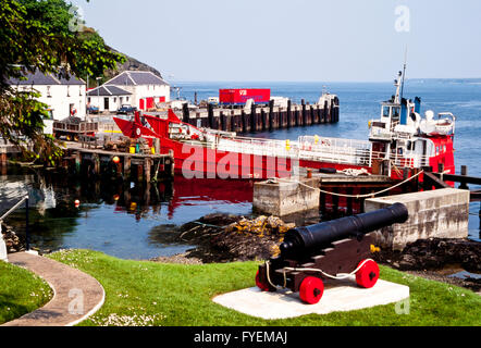 Port Askaig with the ferry 'Sound of Gigha' moored. Isle of Islay, Argyll &Bute, Scotland, UK. Stock Photo