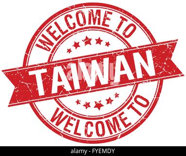 welcome to Taiwan red round ribbon stamp Stock Vector