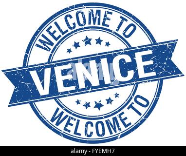 Welcome to Venice stamp. Venice round sign isolated on white background ...