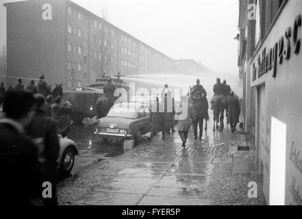 The police uses water guns against demonstrators, who demand Fritz Teufel's release on 27 November 1967. Stock Photo