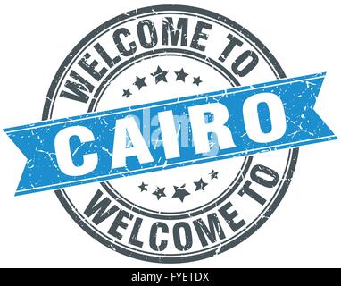welcome to Cairo blue round vintage stamp Stock Vector