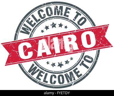 welcome to Cairo red round vintage stamp Stock Vector