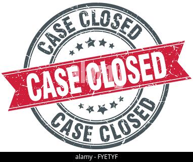 case closed red round grunge vintage ribbon stamp Stock Vector