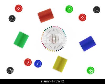 Sewing equipment isolated against a white background Stock Photo