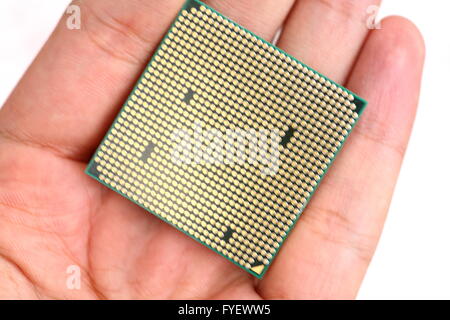 Closeup of a computer processor over a white backg Stock Photo