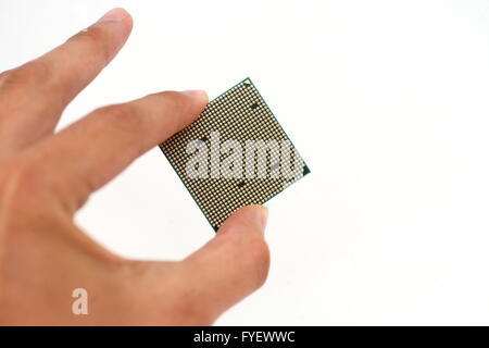 Closeup of a computer processor over a white backg Stock Photo