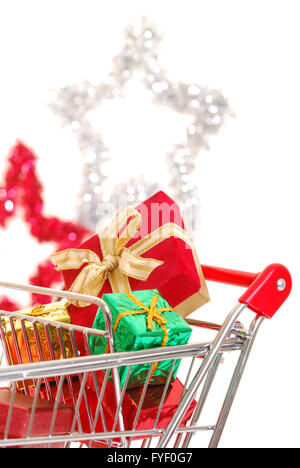 Christmas shopping side view Stock Photo