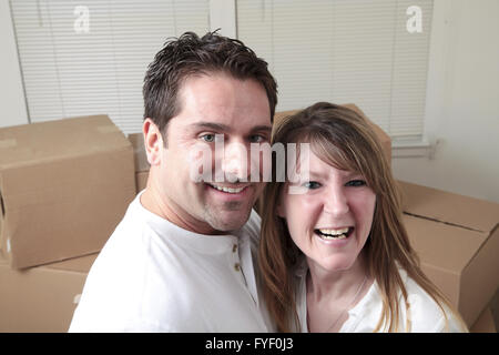 Happy to be moving in Stock Photo