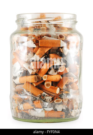 jar of cigarettes isolated on white Stock Photo