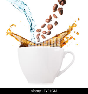 Glass mug with coffee splash. Some 