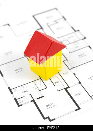 House plans isolated against a white background Stock Photo