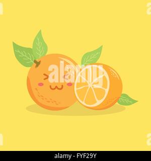 Cute And Happy Cartoon Orange Fruit Clipart Illustration Stock Vector ...
