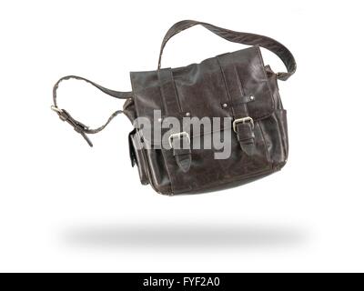 A leather bag isolated against a white background Stock Photo