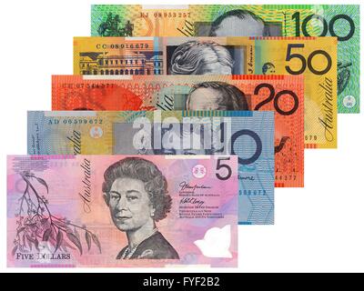 Australian currency isolated against a white background Stock Photo