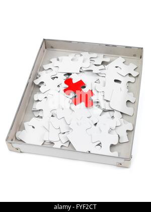 Jigsaw puzzle pieces isolated against a white background Stock Photo