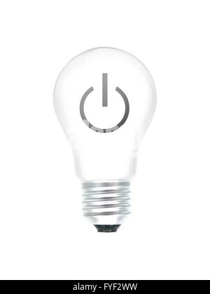 A light bulb with an on switch  isolated against a white background Stock Photo