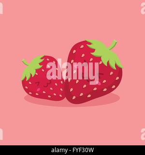An illustration of Cute Strawberry Mascot Vector Character Stock Vector ...